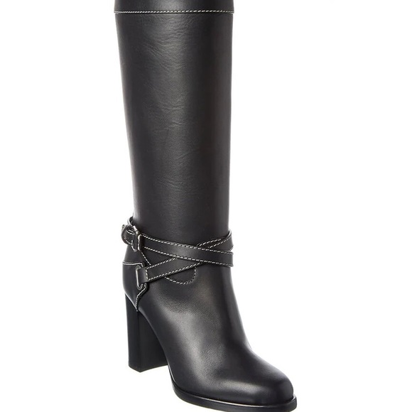 MICHAEL KORS COLLECTION ITALY DERRY LEATHER TALL BUCKLE BOOTS BLACK NIB SZ 8 - Picture 2 of 8